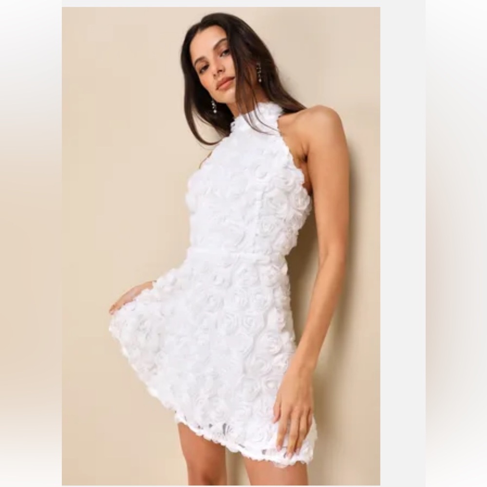 Lulus Beloved Blossoming White 3d Dress
